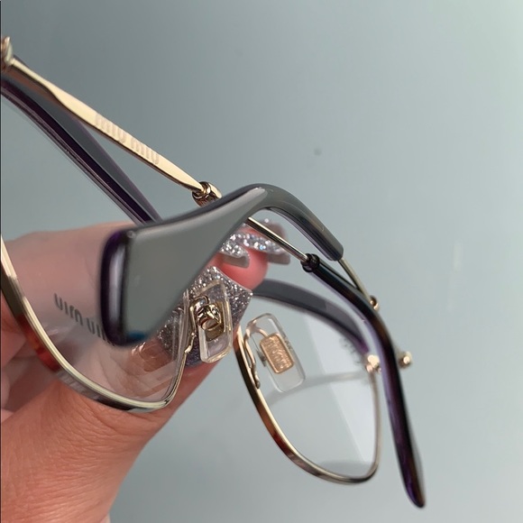 Miu Miu dark purple and gold prescription glasses - Picture 3 of 9